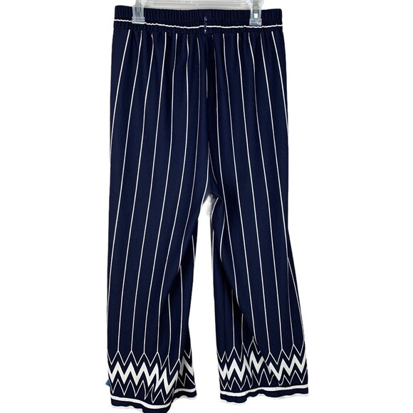 Lipslide Cabana Pants Women L Navy & White Stripe and Border Hem Elastic Waist - Picture 4 of 9